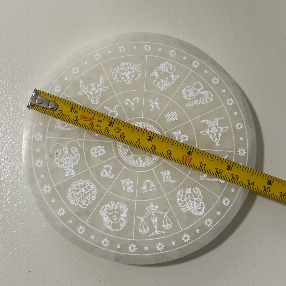 Selenite Charging Plate with Zodiac Wheel - Picture 5 of 9